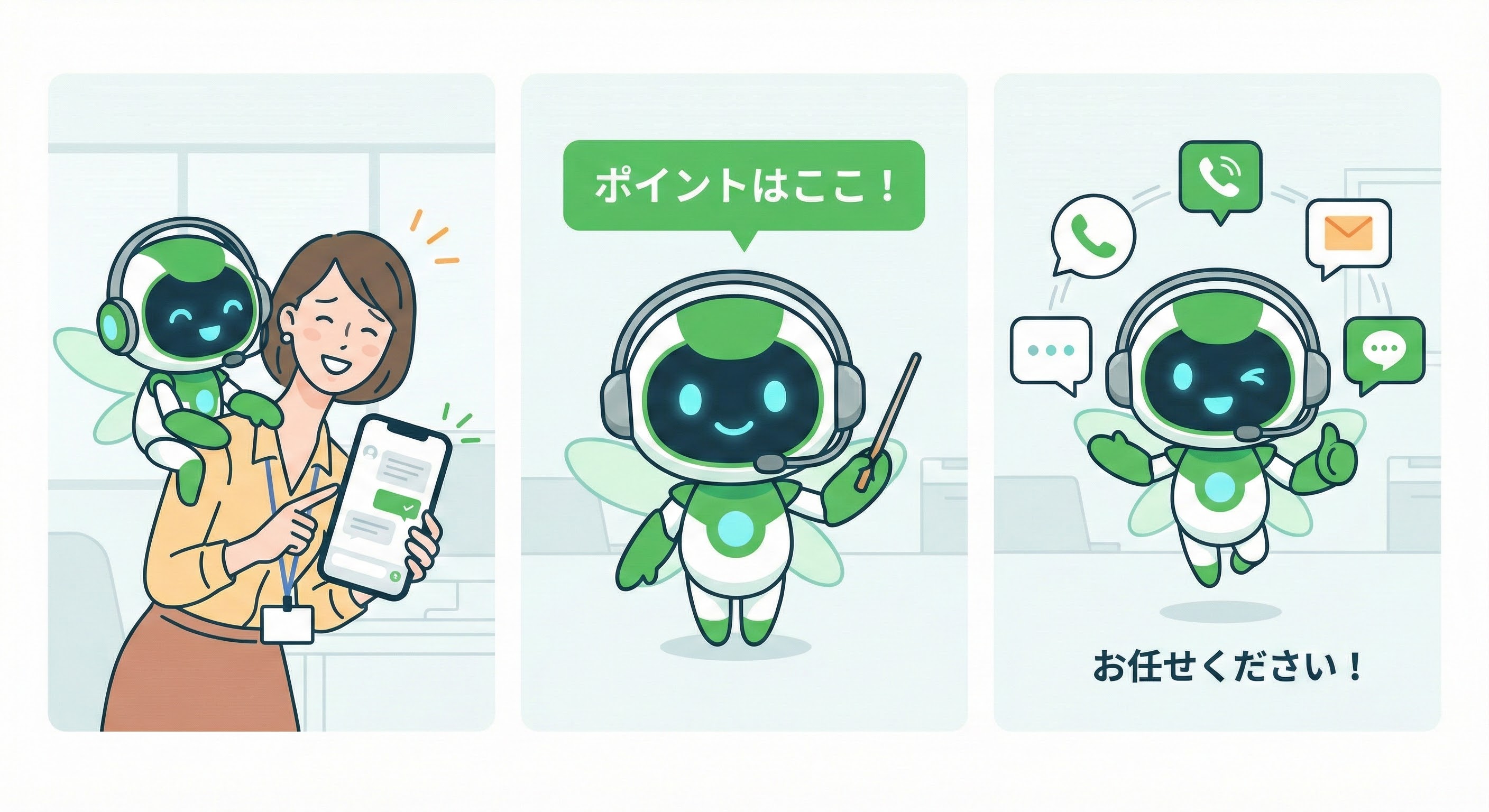 AIロボットキャラクター - ポイントはここ！お任せください！